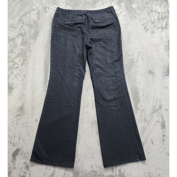 J.Jill Jeans Womens 10 Blue Dark Wash Stretch Denim Mid Rise Flare Leg Preppy - Picture 2 of 11